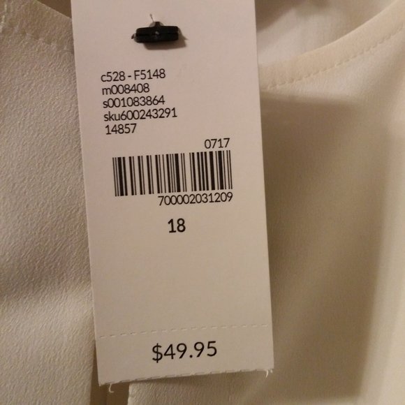 Lane Bryant Shoulderless Short Sleeve Blouse White Polyester Keyhole Top Size 18 - Picture 5 of 10